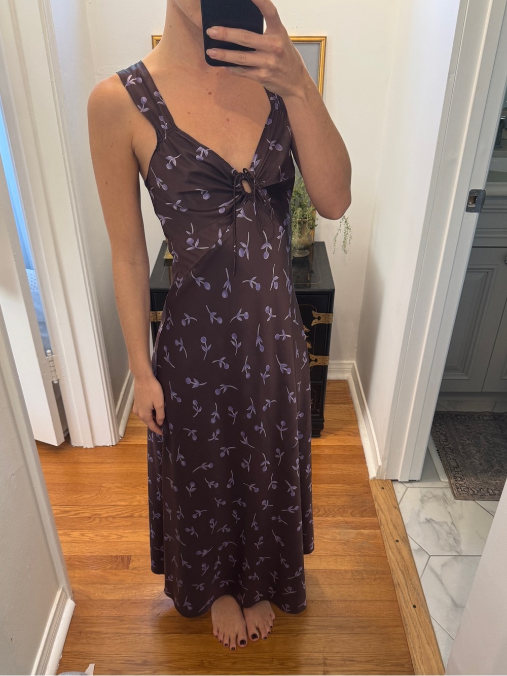 Vintage Victoria’s Secret Chocolate Brown Floral Satin Slip Dress